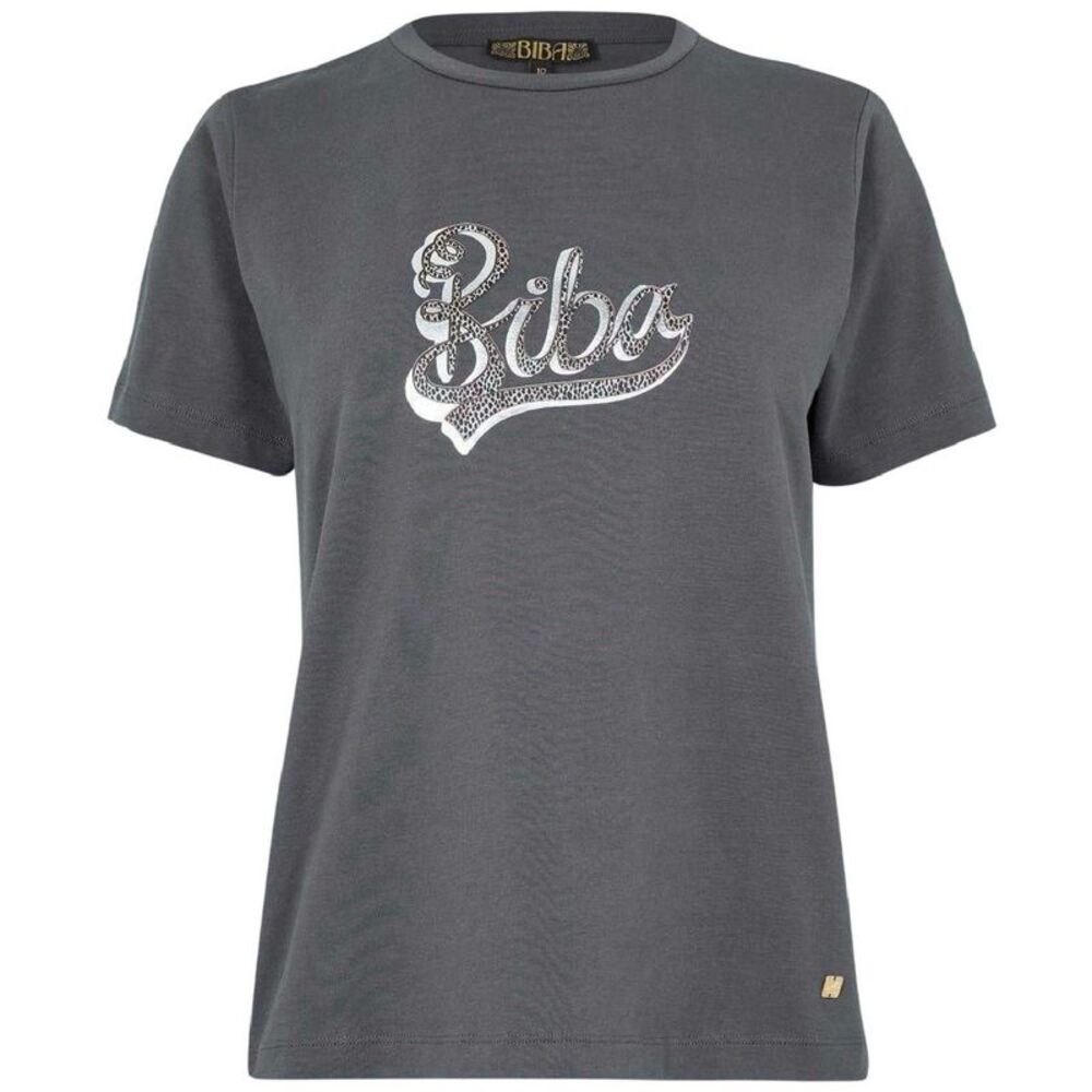Biba Womens/Ladies Logo Printed Cotton T-Shirt / Gray